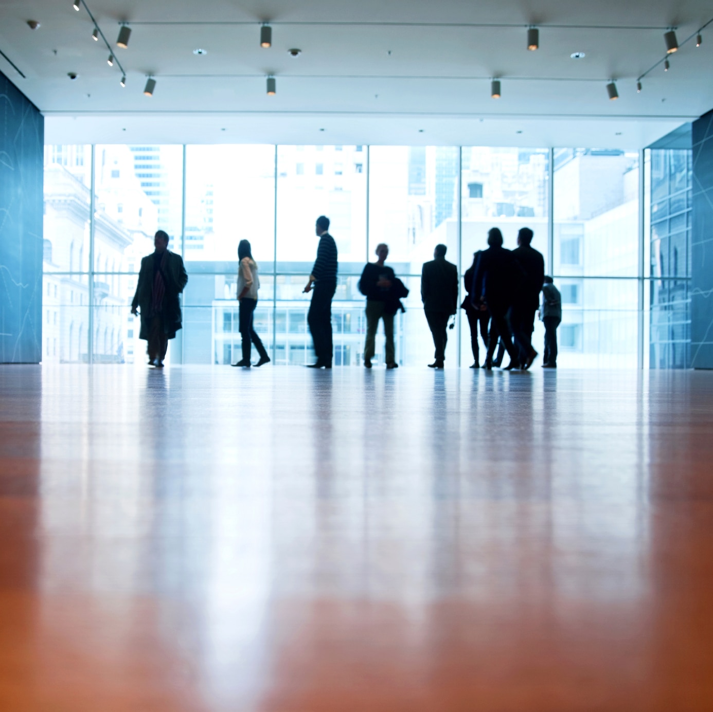 Businesspeople in office lobby